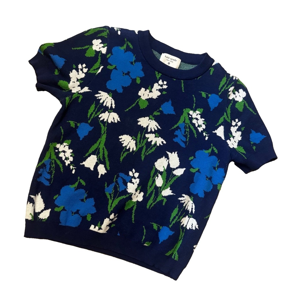 Kate Spade New York Target Women's Blouse Blue Floral Print Small